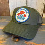CALIFORNIA POPPY 6-Panel Icon Trucker Hat - Army