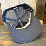 LET'S GET SERVED :: HERMOSA BEACH VOLLEYBALL 6-Panel Icon Trucker Hat - Petrol Blue