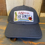 Hermosa Beach CALIFORNIA LICENSE PLATE 6-Panel Icon Trucker Hat - Petrol Blue