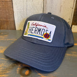 Hermosa Beach CALIFORNIA LICENSE PLATE 6-Panel Icon Trucker Hat - Petrol Blue