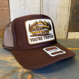 YOU'RE TRIPPIN' High Crown Trucker Hat - Brown
