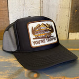 YOU'RE TRIPPIN' High Crown Trucker Hat - Black (Curved Brim)