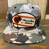 Hermosa Beach RETRO SUNSET Athletic Performance Snapback Hat - Glacier Blue Island Camo