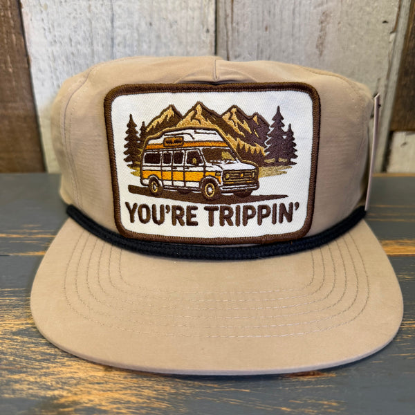 YOU'RE TRIPPIN' Nylon/Cotton Blend Hat - Khaki