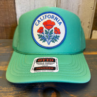 CALIFORNIA POPPY High Crown Trucker Hat - Cactus Green