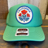 CALIFORNIA POPPY High Crown Trucker Hat - Cactus Green