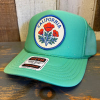 CALIFORNIA POPPY High Crown Trucker Hat - Cactus Green