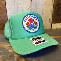 CALIFORNIA POPPY High Crown Trucker Hat - Cactus Green