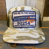 Hermosa Beach TAKE ME TO THE SHORE 90254 Snapback Trucker Hat -Swamp Camo Ripstop