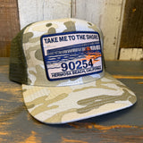 Hermosa Beach TAKE ME TO THE SHORE 90254 Snapback Trucker Hat -Swamp Camo Ripstop