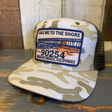 Hermosa Beach TAKE ME TO THE SHORE 90254 Snapback Trucker Hat -Swamp Camo Ripstop