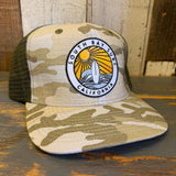 SOUTH BAY SURF CALIFORNIA (Multi Color Patch) Snapback Trucker Hat -Swamp Camo Ripstop
