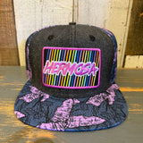 Hermosa Beach HERMOSA'84 Snapback Hat - Black Denim/Purple Conch