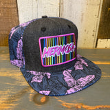 Hermosa Beach HERMOSA'84 Snapback Hat - Black Denim/Purple Conch