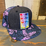 HATE HAS NO HOME HERE Snapback Hat - Black Denim/Purple Conch