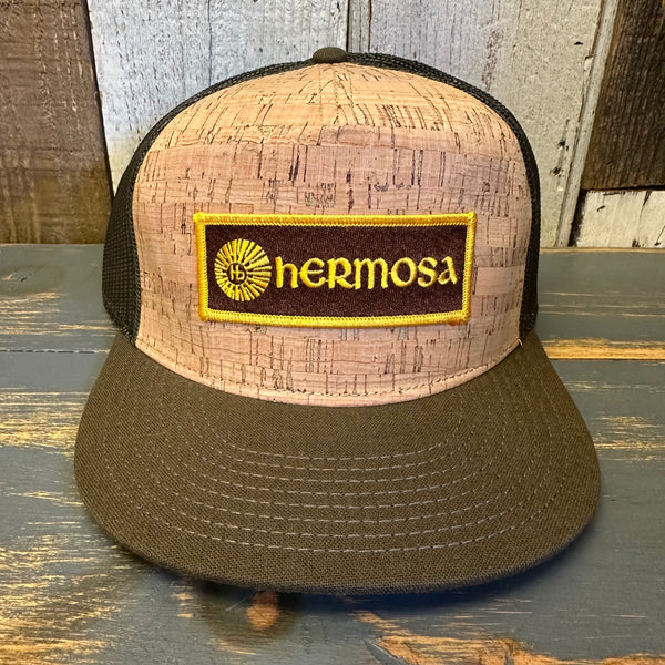 Hermosa Beach AS REAL AS THE STREETS Trucker Hat - Military Green/Cork