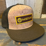Hermosa Beach AS REAL AS THE STREETS Trucker Hat - Military Green/Cork