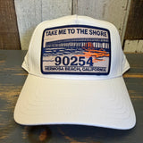 Hermosa Beach TAKE ME TO THE SHORE 90254 5 Panel Athletic Performance Cap - Ecru