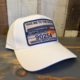 Hermosa Beach TAKE ME TO THE SHORE 90254 5 Panel Athletic Performance Cap - Ecru
