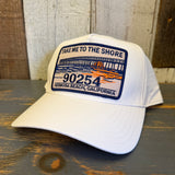Hermosa Beach TAKE ME TO THE SHORE 90254 5 Panel Athletic Performance Cap - Ecru