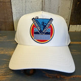 LET'S GET SERVED :: HERMOSA BEACH VOLLEYBALL 5 Panel Athletic Performance Cap - Ecru