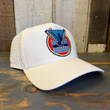 LET'S GET SERVED :: HERMOSA BEACH VOLLEYBALL 5 Panel Athletic Performance Cap - Ecru