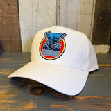 LET'S GET SERVED :: HERMOSA BEACH VOLLEYBALL 5 Panel Athletic Performance Cap - Ecru
