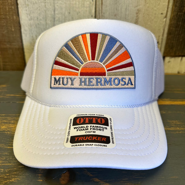 Hermosa Beach MUY HERMOSA High Crown Trucker Hat - White