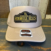 Hermosa Beach ARE YOU ESTABLISHED? High Crown Trucker Hat (Khaki)