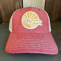 Hermosa Beach CLASSIC LOGO 6 Panel Low Profile Mesh Back Trucker Hat - Red/White
