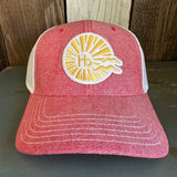 Hermosa Beach CLASSIC LOGO 6 Panel Low Profile Mesh Back Trucker Hat - Red/White
