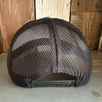 Hermosa Beach RETRO SUNSET 6 Panel Low Profile Mesh Back Trucker Hat -Black/ Heather Gray