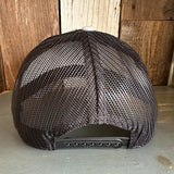 Hermosa Beach RETRO SUNSET 6 Panel Low Profile Mesh Back Trucker Hat -Black/ Heather Gray