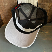 Hermosa Beach SHOREFRONT 6 Panel Low Profile Mesh Back Trucker Hat -Black/ Heather Gray