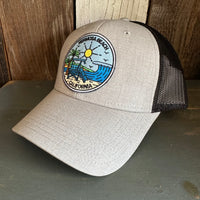 Hermosa Beach SHOREFRONT 6 Panel Low Profile Mesh Back Trucker Hat -Black/ Heather Gray