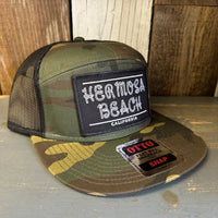 Hermosa Beach ROPER 7 Panel Mid Profile Trucker Snapback Hat - Camo/Black