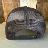 Hermosa Beach OBLIGATORY SUNSET 7 Panel Mid Profile Trucker Snapback Hat - Camo/Black