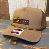 Hermosa Beach PIER AVE Mid Profile Mesh Back Trucker Hat - Coyote Brown