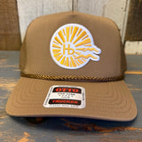Hermosa Beach CLASSIC LOGO Mid Profile Mesh Back Trucker Hat - Coyote Brown