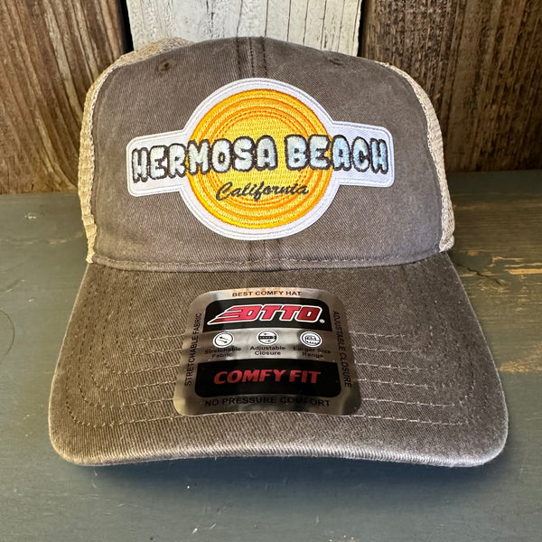 Hermosa Beach HIGH HEAT 6 Panel Low Profile "OTTO COMFY FIT" Trucker Hat - Dark Brown/Khaki
