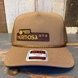 Hermosa Beach HERMOSA AVE Mid Profile Mesh Back Trucker Hat - Coyote Brown