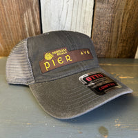 Hermosa Beach PIER AVE 6 Panel Low Profile "OTTO COMFY FIT" Trucker Hat - Black/Charcoal