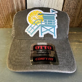 Hermosa Beach NORTH OF PIER LIFEGUARD TOWER 6 Panel Low Profile "OTTO COMFY FIT" Trucker Hat - Black/Charcoal