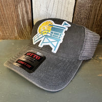 Hermosa Beach NORTH OF PIER LIFEGUARD TOWER 6 Panel Low Profile "OTTO COMFY FIT" Trucker Hat - Black/Charcoal
