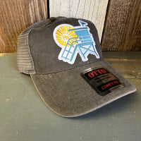 Hermosa Beach NORTH OF PIER LIFEGUARD TOWER 6 Panel Low Profile "OTTO COMFY FIT" Trucker Hat - Black/Charcoal