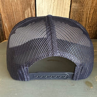 Hermosa Beach SKATEBOARDING WAS NEVER A CRIME Trucker Hat - Navy (Flat Brim)