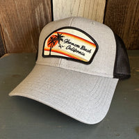 Hermosa Beach RETRO SUNSET 6 Panel Low Profile Mesh Back Trucker Hat -Black/ Heather Gray