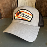 Hermosa Beach RETRO SUNSET 6 Panel Low Profile Mesh Back Trucker Hat -Black/ Heather Gray