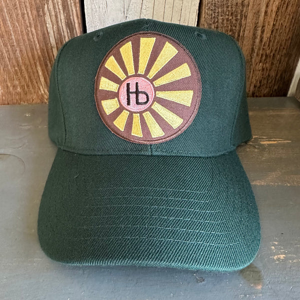 Hermosa Beach SUNBEAMS 6 Panel Mid Profile Baseball Cap - Dark Green