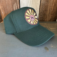 Hermosa Beach SUNBEAMS 6 Panel Mid Profile Baseball Cap - Dark Green